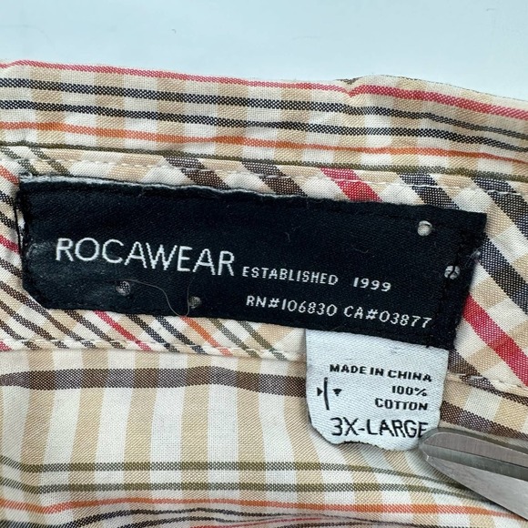 Rockawear Plaid Embroidered Pocket Long Sleeve Button-Down Shirt 3X - Picture 7 of 9